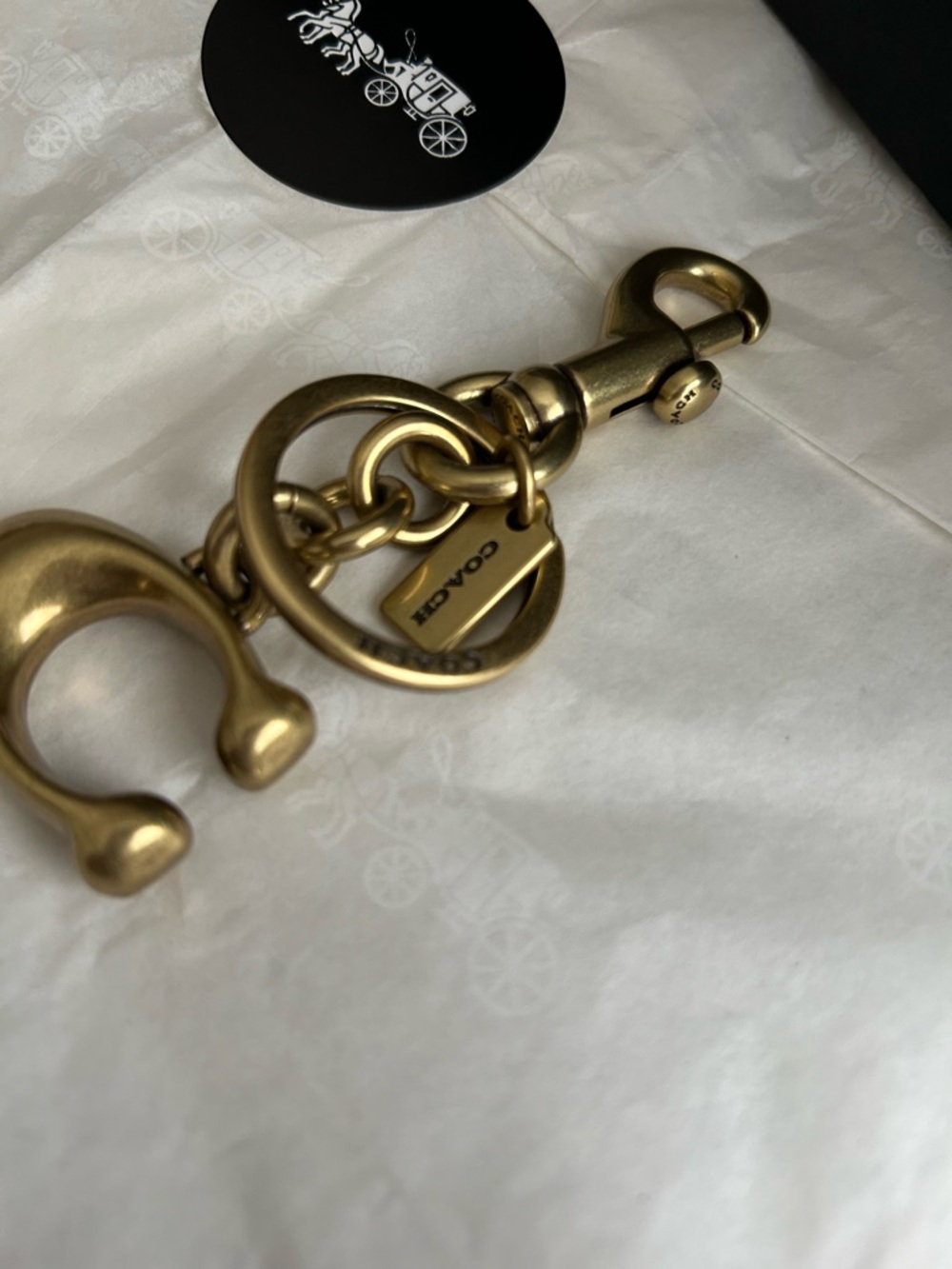Coach Gold-Tone Brass C Charm Key Holder Charm- Includes Coach Gift Box - Picture 6 of 17